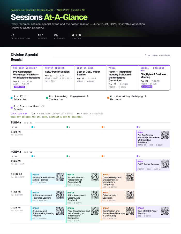 Sessions At-A-Glance — front page preview